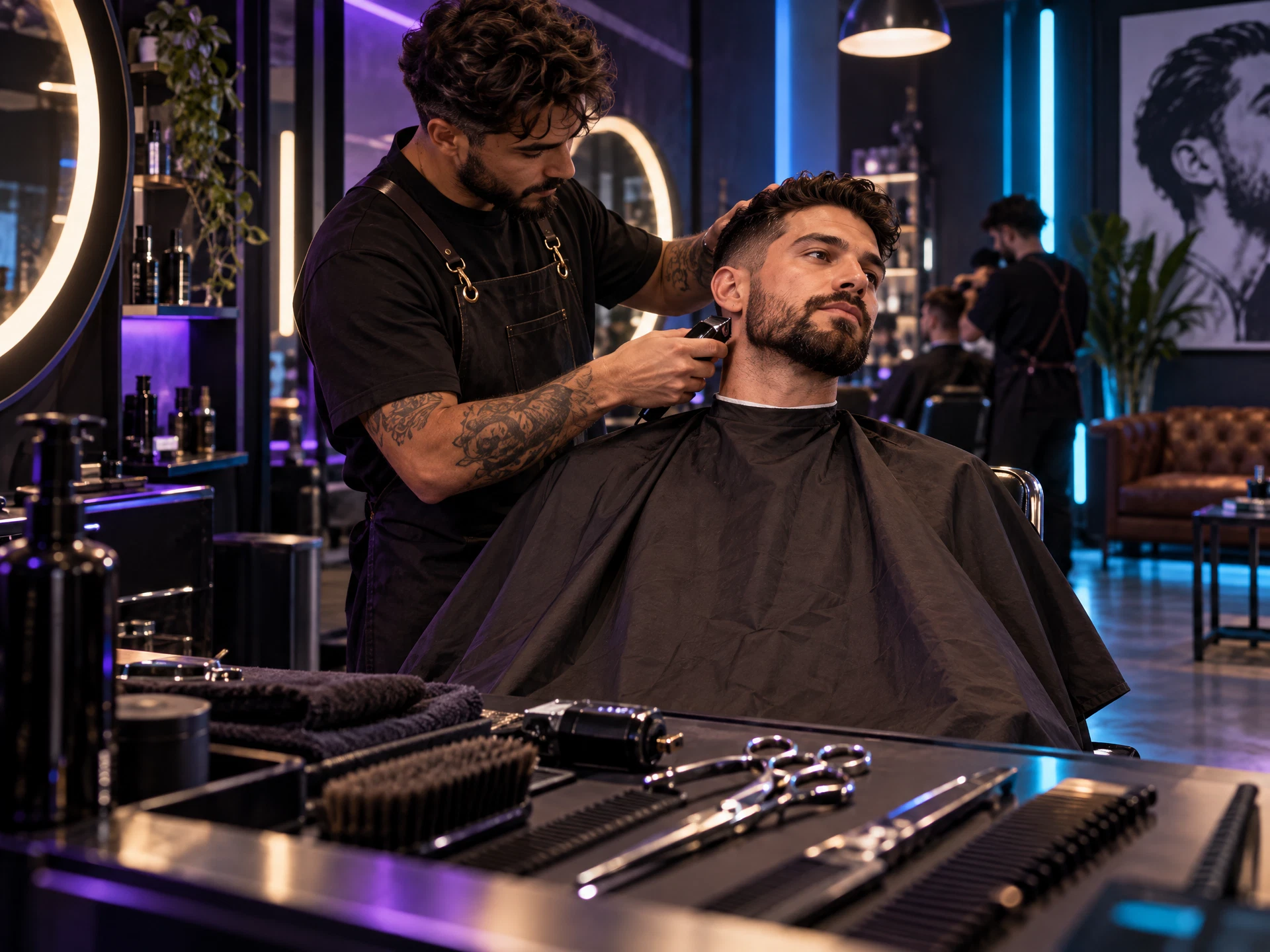 Interior de barbearia contemporânea